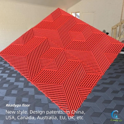 빨간색 중형 융합 바닥 타일 40x40cm 큰 차고 바닥 매트