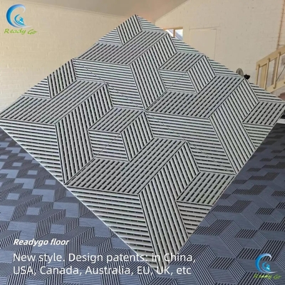 방화 방지 융합 가리지 바닥 타일 설치가 쉽 15.75 X 15.75 인치 3D 큐브 검은 0.7 인치 두께